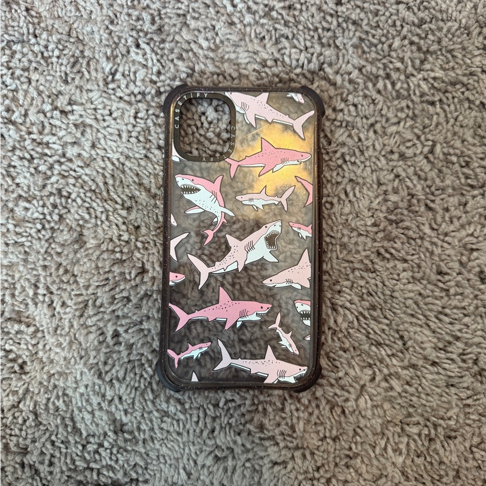 Casetify Pink and Gray Shark Pattern Phone Case iPhone 11